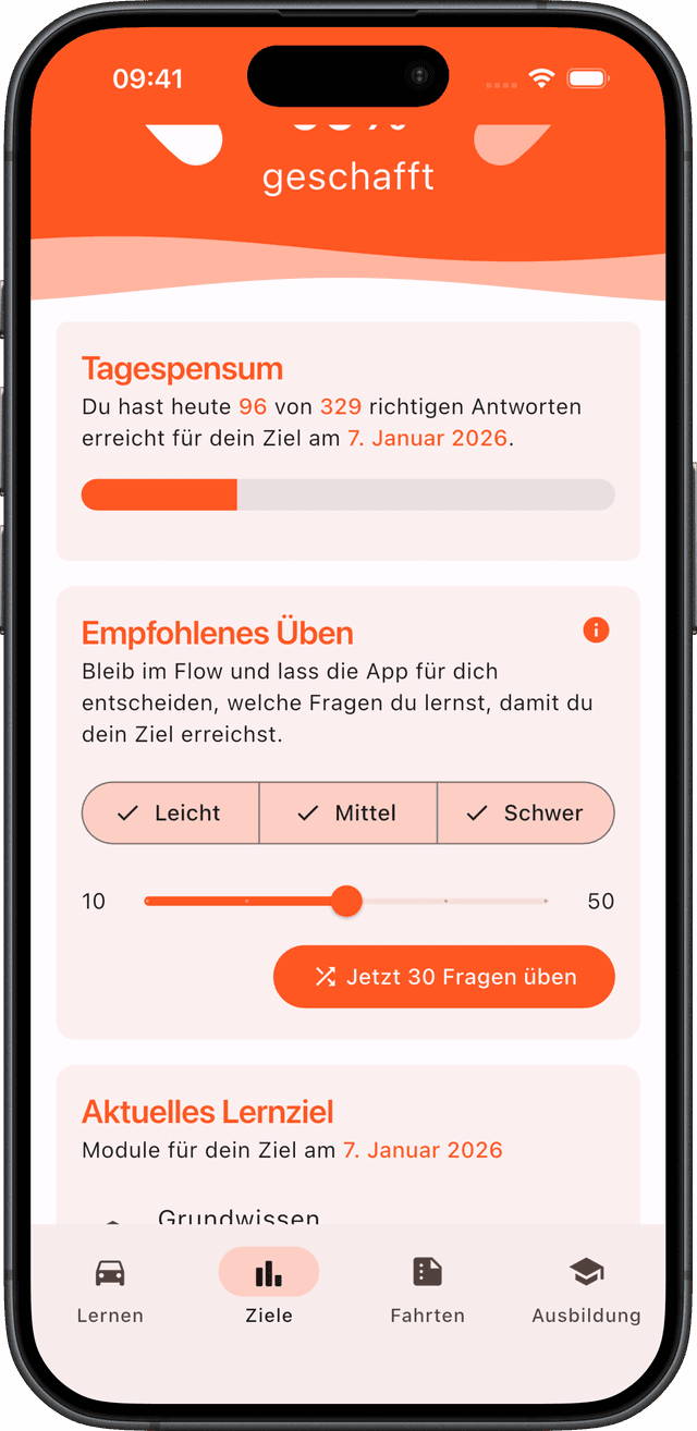 Tagespensum in der Fahro App