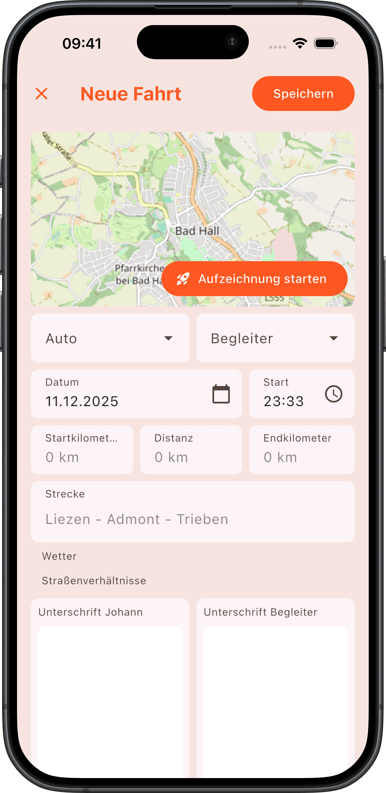 Neue Fahrt anlegen